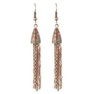 Copper Patina BOHO Fringe Chain Bohemian Gypsy Rockabilly 3" Tassel Earrings